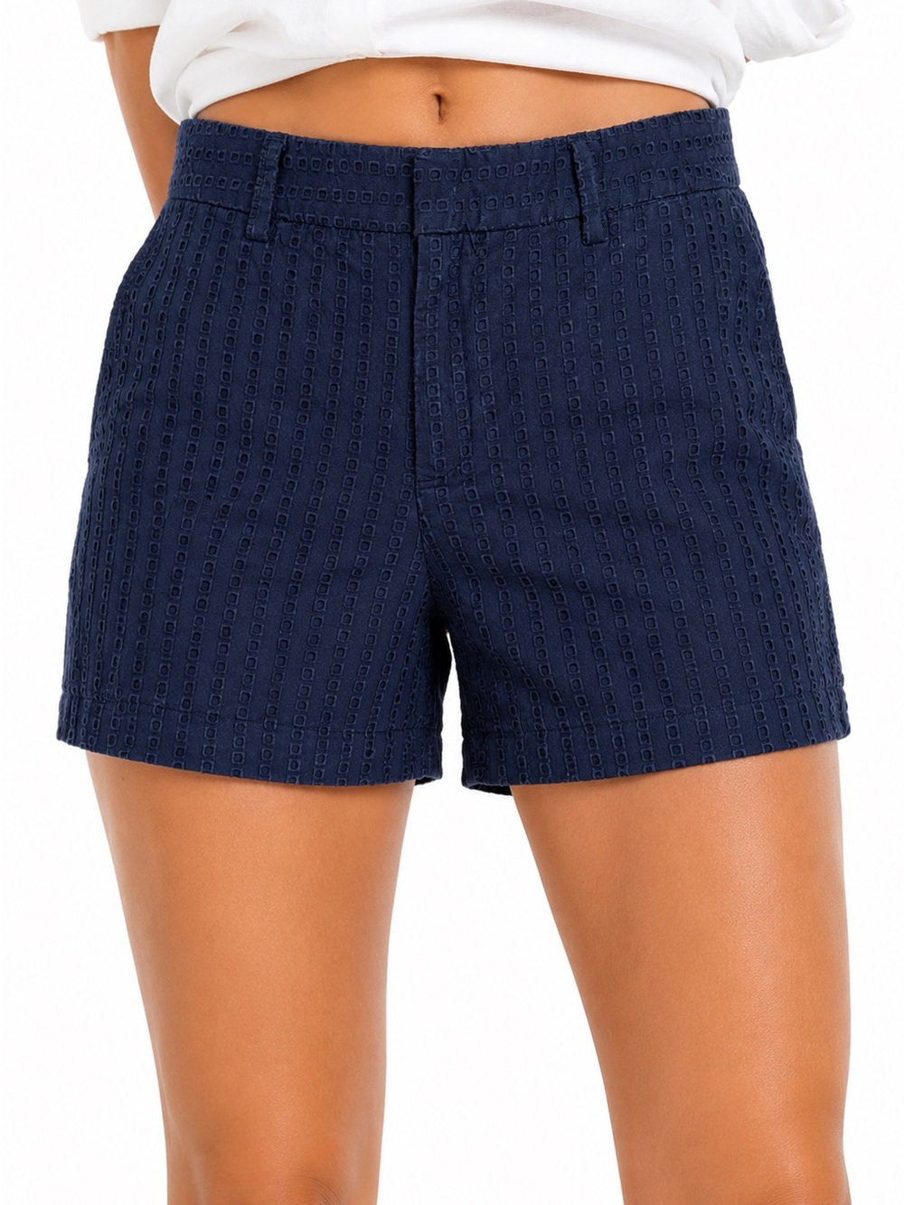 Banana Republic Women's Navy Eyelet Embroidered Shorts Cotton Lined Size 4